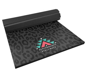 5X10 Black on Black Leopard Stall Mat