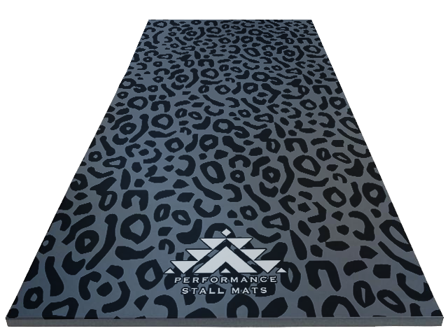 5X10 Black on Grey Leopard Stall Mat -NEW