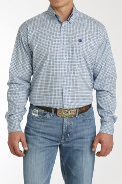 Cinch Men's GEOMETRIC PRINT BUTTON-DOWN WESTERN SHIRT - LIGHT BLUE