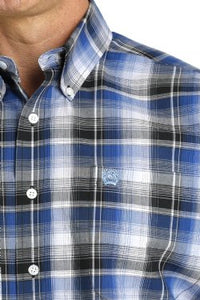 Cinch MEN'S PLAID BUTTON-DOWN WESTERN SHIRT - BLUE/BLACK