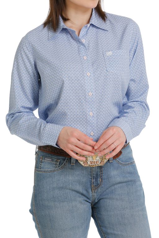 Cinch Ladies  Lilac Printed Arenaflex Button Down Shirt