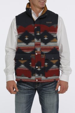 Cinch Men's Aztec Quilted  Vest Blue